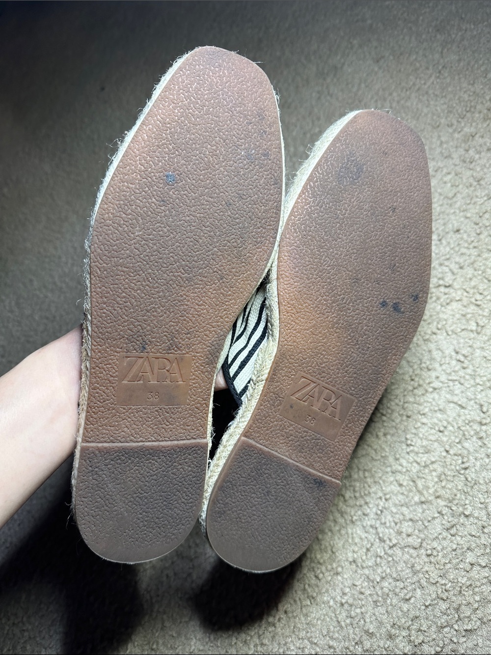 Zara Black and White Striped Espadrille Slip-Ons - Picture 3 of 5